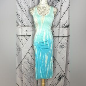 YFB tie dye racerback blue gray maxi ruched dress